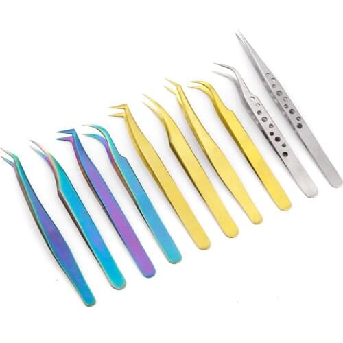 Eyelash Tweezers Volume Lashes Stainless Steel Tweezer Non-magnetic Eyelashes Accessories Individual Eye Lash Extension Supplies