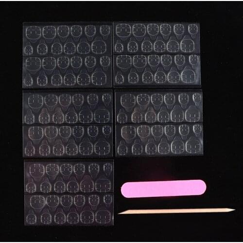 1 Set 5Sheet Transparent Double Sided Self Adhesive Stickers With Nail File Stick Jelly Waterproof False Art Extension Glue Tool
