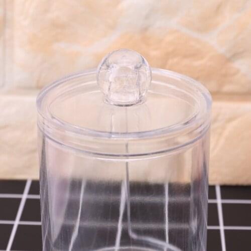 Drop Ship. Transparent Plastic Organizer Box Round Container Storage Makeup Cotton Pad Swab
