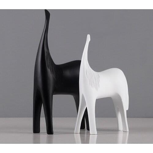 NORDIC CREATIVE RESIN HORSE STATUE HOME DECOR CRAFTS ROOM DECORATION ACCESSORIES PARLOR RESIN ABSTRACT ANIMAL FIGURINES GIFTS