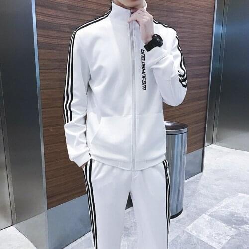 Sports suit mens spring and autumn two-piece casual couple suit plus size sportswear mens suit