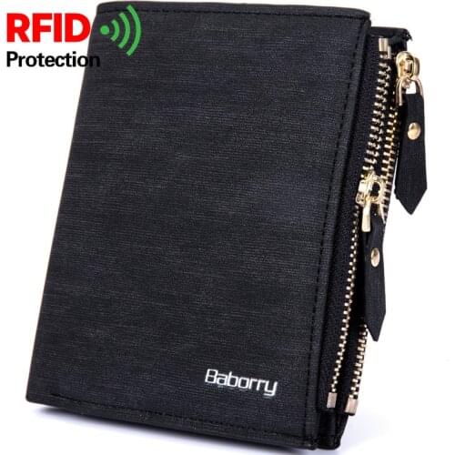 Vintage Men Wallet RFID Theft Protect Coin Bag Zipper Purse Wallets for Men with Zippers Magic Wallet Short Luxury Mens Purses