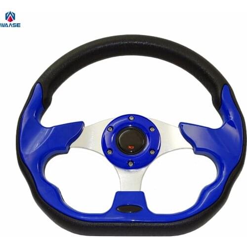Waase 320mm Universal PU Leather Racing Sports Auto Car Steering Wheel with Horn Button 12.5 inches Blue