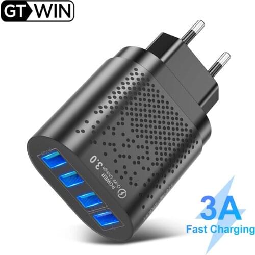 GTWIN 4 Ports USB C Charger 48W Quick Charge 4.0 3.0 QC4.0 Wall Fast Mobile Phone Charging Adapter For iphone 12 11 Xiaomi Mi