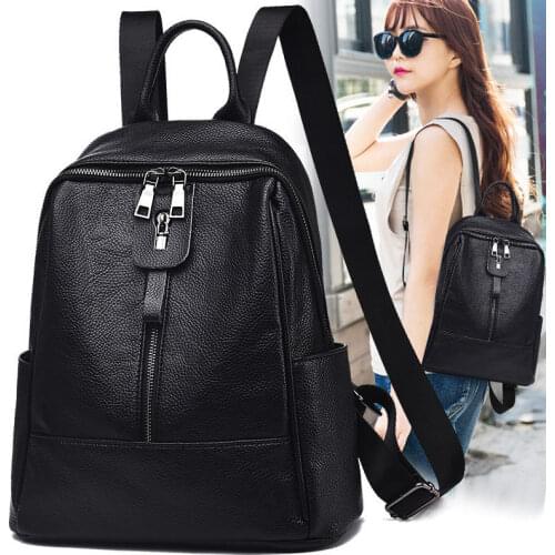 2021 Women Leather Backpacks High Quality Female Vintage Backpack for Girls School Bag Travel Bagpack Ladies Black Sac Back Pack