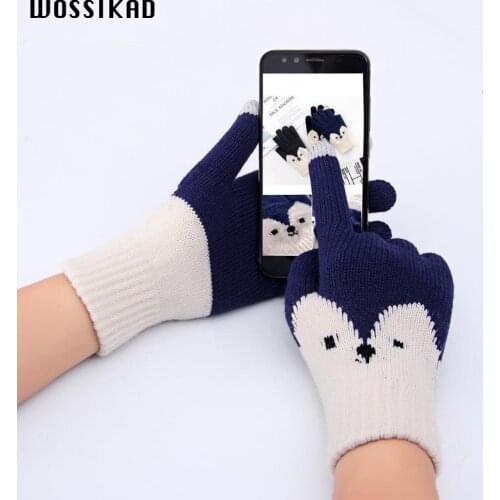Winter Gloves Women Touch Screen 2019 Gloves Winter Thickening Knitting Wool Fox Handschoenen Hiver Femme Guantes Mujer Luvas