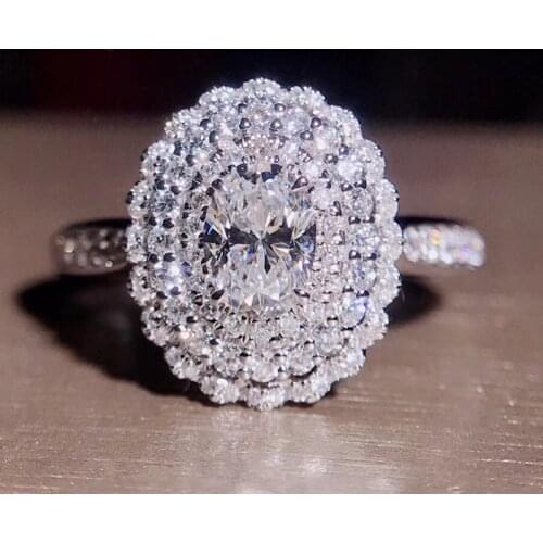 0.5ct 5mm Oval Cut Engagement&Wedding Diamond Solitaire Ring Solid Genuine 18K White Gold for Women