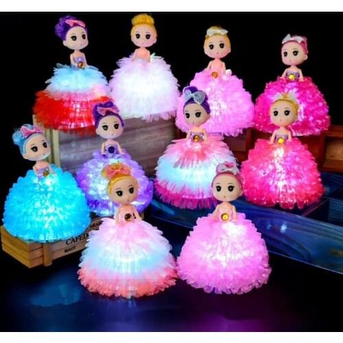 1pc New Flower Skirt Will Shine Doll Ornaments Toys Childrens Gifts Luminous Colorful Girl Gifts Toys Play House Toys