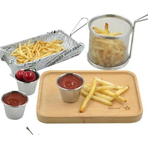 100 PCS Stainless Steel Sauce Cups - Individual Round Condiments Ramekins, Commercial Grade Safe/Portion Dipping Sauce Kitchen