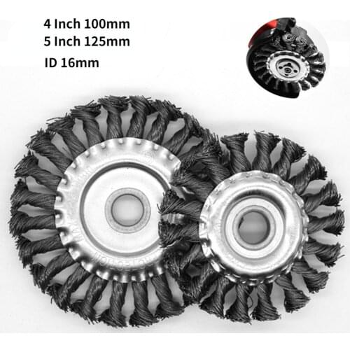4 inch 16mm Twist Knotted Carbon Steel Wire Wheel Brush for Grinders Heavy-Duty Conditioning for Metal Remove Rust