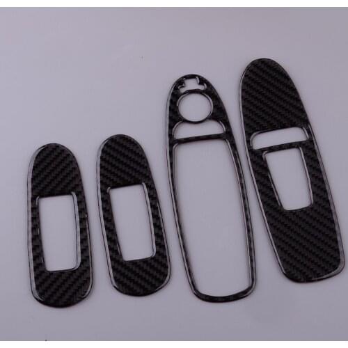 4Pcs Carbon Fiber Car Window Switch Panel Cover Trim Moulding Bezel fit for Infiniti Q50 2014 2015 2016 2017 2018 2019