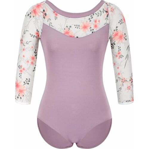 Ballet leotard adult dance leotard for women gymnastic leotard lng sleeve ballerina dancewear floral mesh leotard bodysuit