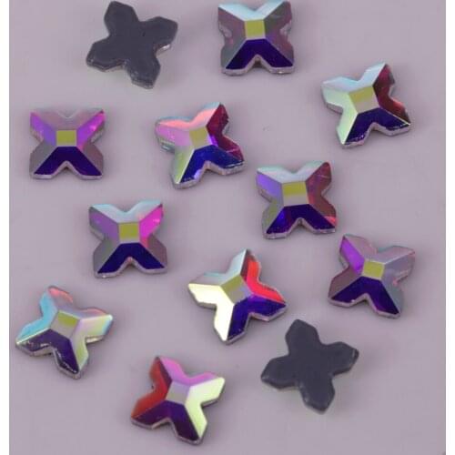 Free Shipping! Lead Free 4.5mm Crystal AB Cross Iron On Crystal Stones / Flat Back Hotfix Rhinestones