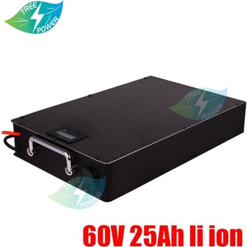 Black Steel Li ion Battery Pack 60V 25Ah Portable Lithium Battery With BMS For XB-H Scooter +Fast Charger