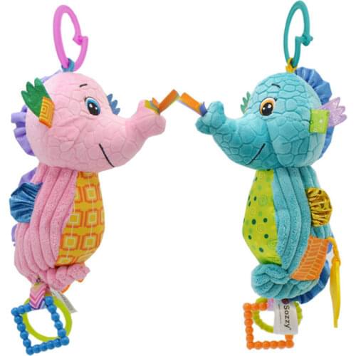 Baby Musical Hanging Toys with Squeaker Plush Soft Stuffed Animal 0 12 Months Girls Boys Newborn Kids Toddlers for Bed Crib Pram