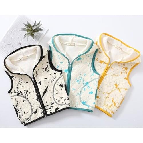 Spring and Autumn Childrens Childrens Sleeveless Vest Hooded Boys and Girls Guard Jacket