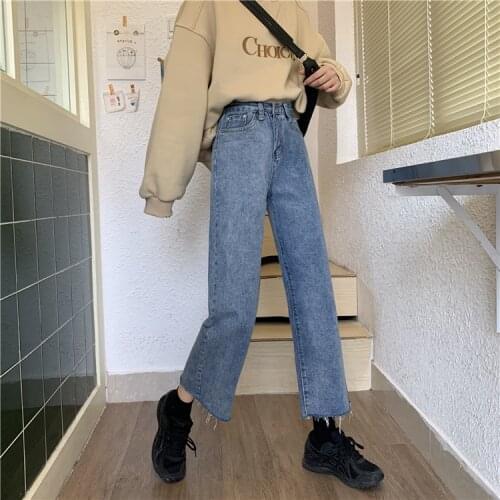 ZCSMLL Summer Autumn Jeans Women 2021 New Pants High Waist Slimming Loose Straight Female Casual Wide Leg Pants Ins Tide