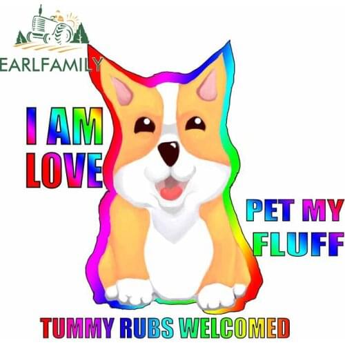 EARLFAMILY 13cm x 12.4cm for I Am Love Pet My Fluff Car Stickers Motorcycle Vinyl 3D Car Sticker for VAN SUV Scratch-proof Decal