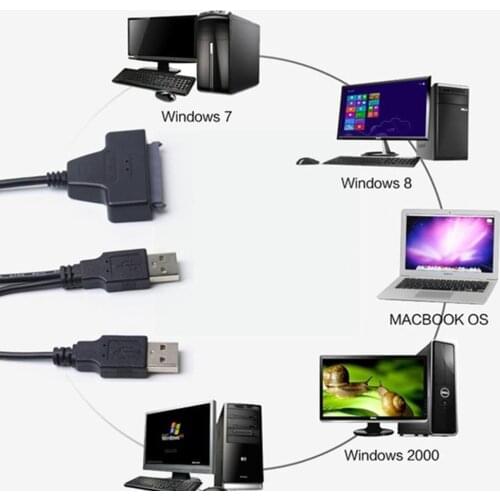 Cable HDD 7 + 15pin SATA, USB 2,0 a 2,5 pulgadas, adaptador para SATA y disco SSD duro de HDD F4S9