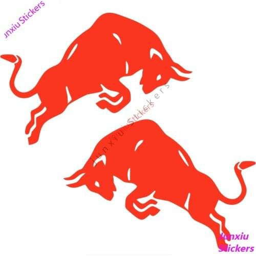 Jumping Bull Cow Red Vinyl Car Sticker and Decal Bumper Trunk Laptop Rear Windshield Motorcycle Fine Decal Decor PVC15x10cm