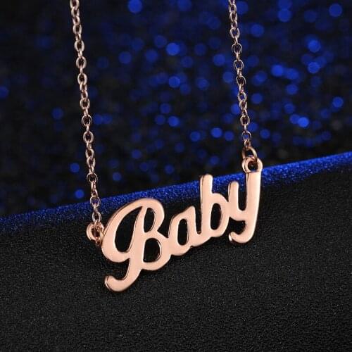 Cute Baby Necklace Popular Brand Letter"Baby"Pendant Necklaces Women Necklace For Girls Lovers Mother Gift Hot In Europe USA