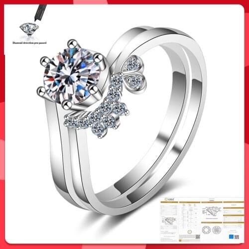 Moissanite Ring 100% S925 Sterling Silver Flower Style Wedding Anniversary 0.8CT D Color VVS1 Quality Ring Bulgarian Ring