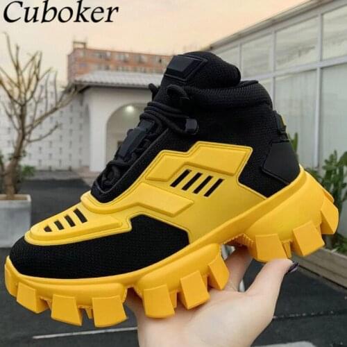 2021 Luxury Brand Designer Men Platform Sneakers High Top Thick Bottom Lace Up Height Increasing Causal Walking Shoes For Men