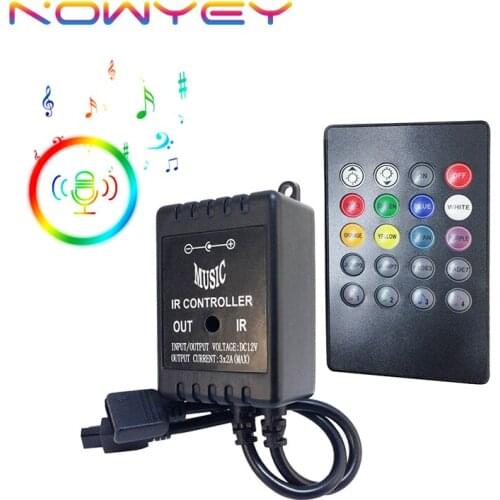 Music LED RGB Controller 12V LED Strip Lights 20key Remote Sound Sensor Controller for SMD 5050 3528 RGB Tape Light