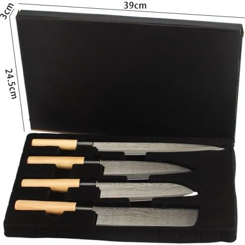 4PCS Japanese Kitchen Chef Knives Set Fish Santoku Sharp Cutting Knife Sets Cooking Tools
