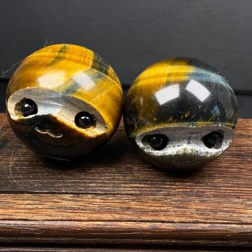 Natural Crystal Tiger Eye Hedgehog Handcarved Lovely Sculpture Healing Collection Home Decor