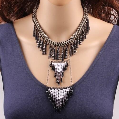 New Arrival Design Fashion Brand Pendant Necklace for Women Bead Chain Choker Chunky Statement Necklace Jewelry Wholesale