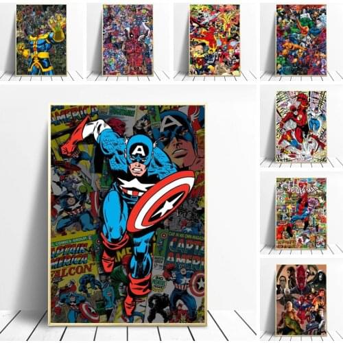 Marvel Avengers Canvas Art Paintings Captain America Iron Man Anime Comics Poster and Print Wall Art Picture for Home Decoration