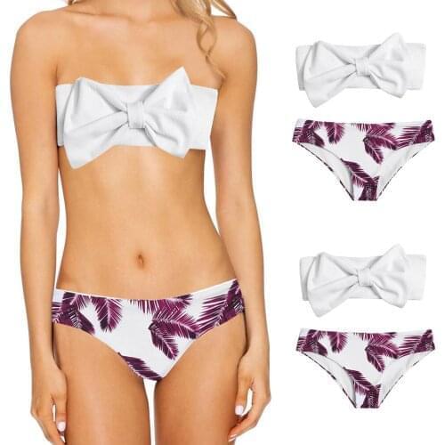 Sexy Bow Bikini Women Swimwear Fashion Summer Swimwear Straps Bow Tops Briefs Swimsuit Bikini Set Tube top Bikini maiô decotado