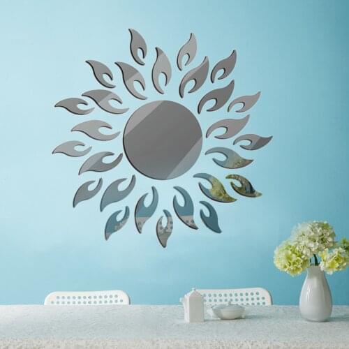 Removable 3D Sunshine Sunflower Decoration Wall Mirror Sticker Decal Vinyl House Decoration DIY Mirror Art Decoration