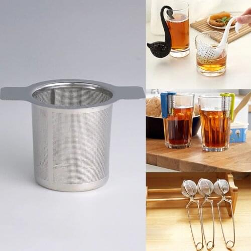1PCS Mesh Tea Infuser Stainless Steel Swan Shark Tea Strainer Metal Bag Filter Coffee Herb Spice Filter Diffuser Handle Tea Ball