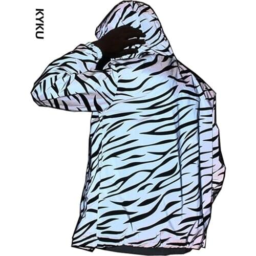 Reflective Light Jacket Men Women Mesh Style Noctilucent Zebra Jackets Waterproof plus size