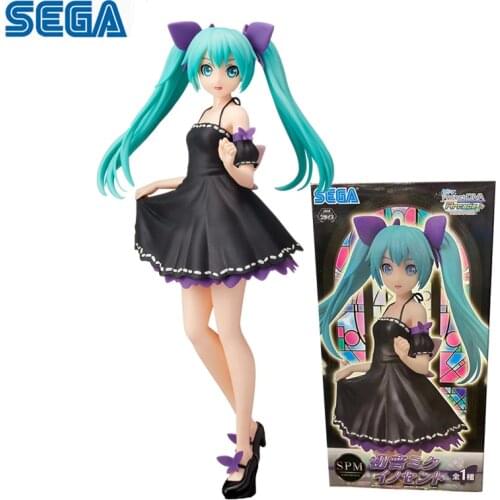 In Stock Original Sega Spm Vocaloid Miku Hatsune Miku Acute Ver. Black Dresses Action Anime Figure Pvc Model Collectible Toys