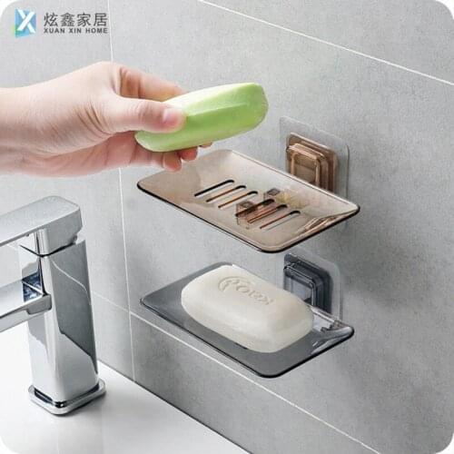 Bathroom Bath Soap Box Crystal Drain Soap Shelf Suction Wall Soap Storage Box Toilet Creative Soap Dish Box Tray