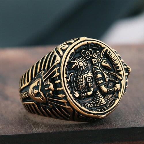 Vintage Egypt Myth Death Anubis Ring Men Women Gold/Silver Color Stainless Steel Biker Rings Fashion Ancient Egypt Totem Jewelry