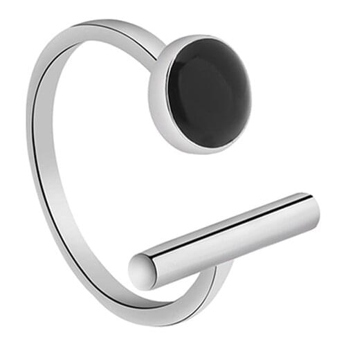 Women Ring Simplicity Fashion Korean Fashion Black Round Geometric Opening Adjustable Ring Ms Exquisite Jewelry Gift Accessories