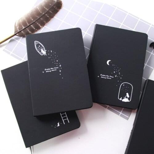 "Black Sky" Hard Cover Journal Diary Black Papers Sketchbook Notebook Study Notepad Student Stationery Gift