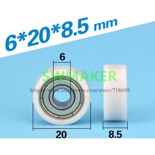 1pcs 6*20*8.5mm flat wheel, plastic bearing pulley, POM, door and window pulley / small wheel / roller
