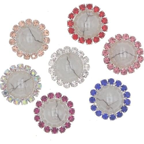 10pcs 15mm Rhinestones Buttons Decorative For Craft Hand Made with Ceramic Stone Flatback Botones Accessories Strass Botoes