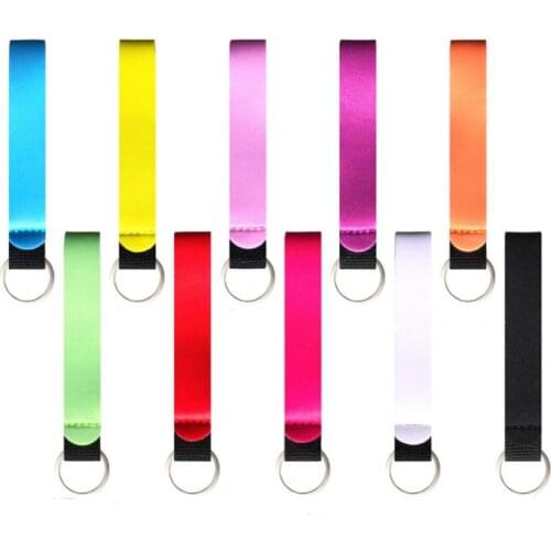 100set -500set Solid Colors Neoprene Hand Sanitizer Holder Set Wristlet Keychains Travel Keychain Holder Kits For 30ML Bottle SN