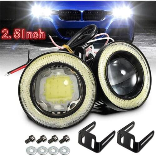 2Pcs 2.5/3.5 Inch 64mm/89mm Projector COB LED Car Fog Light Halo Angel Eyes Rings DRL White 12V Road Fog Lamp Universal for car