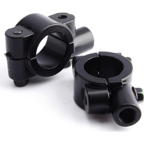 2Pcs Black Motorcycle Handlebar Mirror Mount Holders Adapter 10mm 7/8" Aluminum Clamp Universal Black Car String