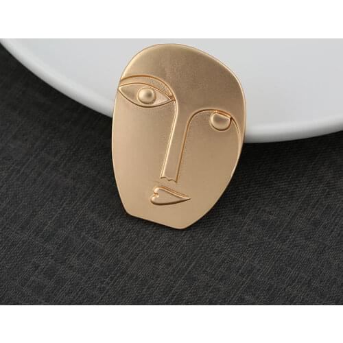 2020, Female, Exaggerated, Male and Female, Abstract, Brooch, Metal, Suit Accessories, Half Face, Portrait, Women Brooch, Party