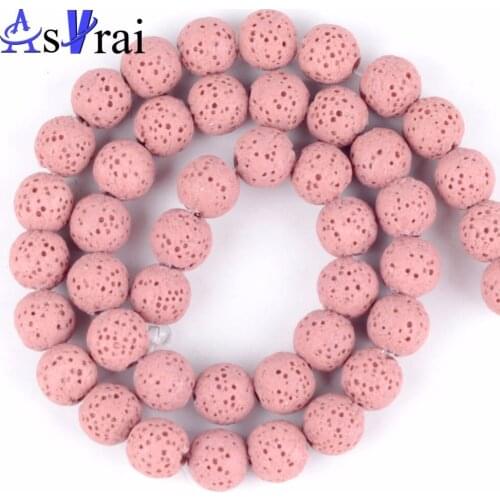 A+ Light Pink Lava Stone Round Beads 6mm-12mm Natural Volcanic Rock Spacer Loose Beads Diy Bracelet Essential Oil Jewellery