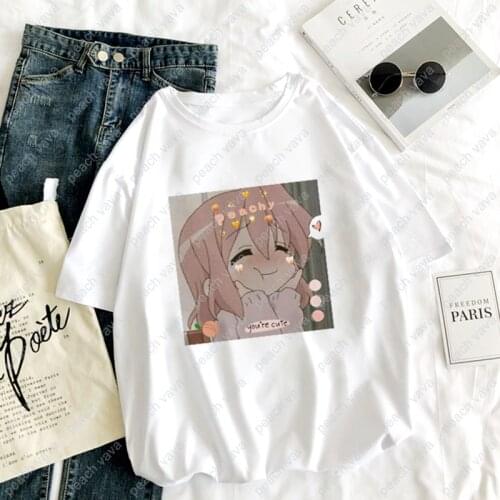 Anime Cartoon Cute Girls Casual Loose Clothes Tops Tees Print Kawaii Fun Love Summer Harajuku Japan Short Sleeve Women T-Shirt