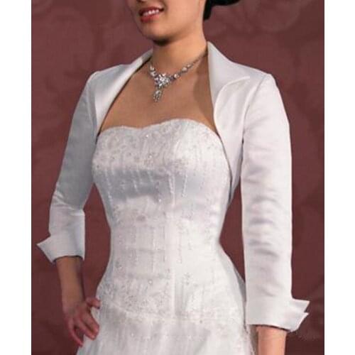 Satin Wedding Bolero for Bride Long Sleeve Quality Satin Bridal Jacket Bridal Coat For Women Evening Dress Wear